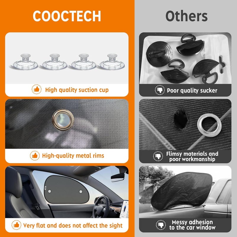 COOCTECH 2025 New Upgrade Car Window Shades for Side Window 25"X15"(2 Pack),Car Window Shade for Baby Suction Cup,Sun Shade Side Window Can Blocks 99.98% UVR - Image 5